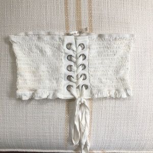 Ruched Lace Up Bandeau